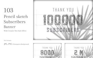 Pencil sketch Subscribers Banners Design Set 111
