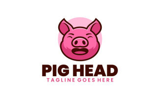 Pig Head Mascot Cartoon Logo