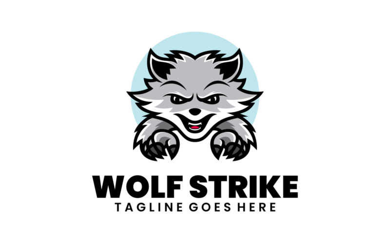 Wolf Strike Mascot Cartoon Logo Logo Template