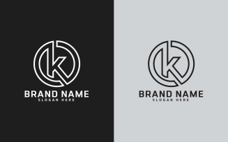 Brand K letter Circle Shape Logo Design