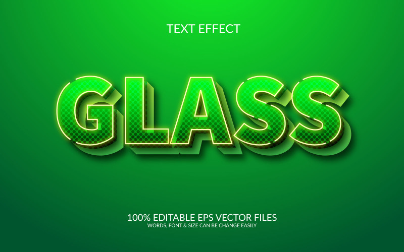 Glass 3D Editable Vector Eps Text Effect Template Illustration