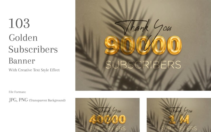 Golden Subscribers Banners Design Set 141 Social Media