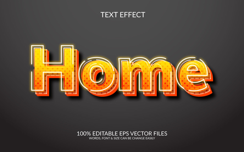 Home 3D Editable Vector Eps Text Effect Template Illustration