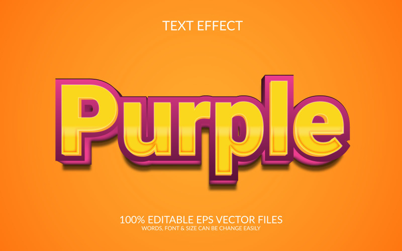 Purple 3D Editable Vector Eps Text Effect Template Illustration