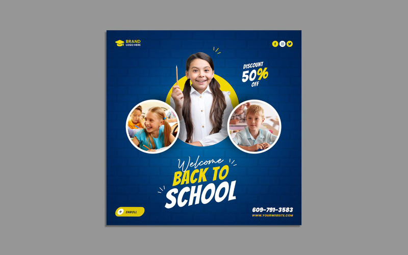 Back To School Advertisement Post Template Social Media