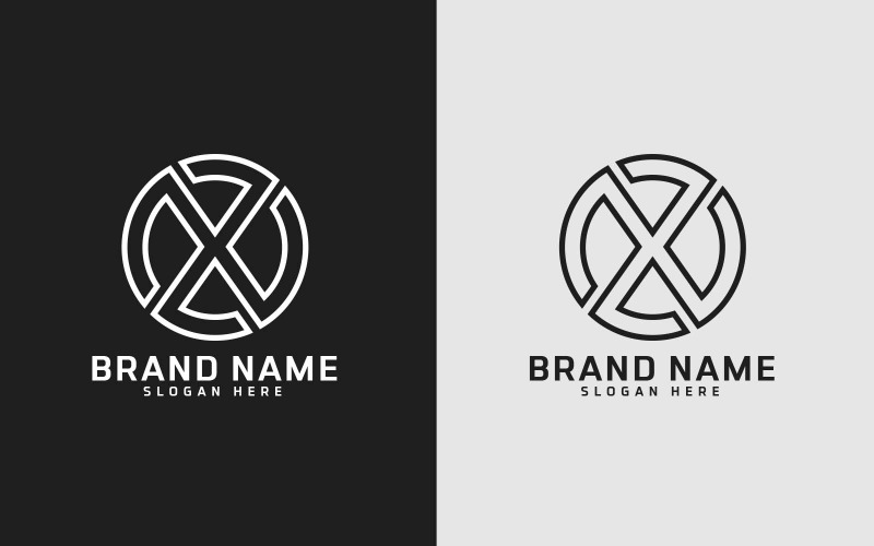 Brand X letter Circle Shape Logo Design Logo Template
