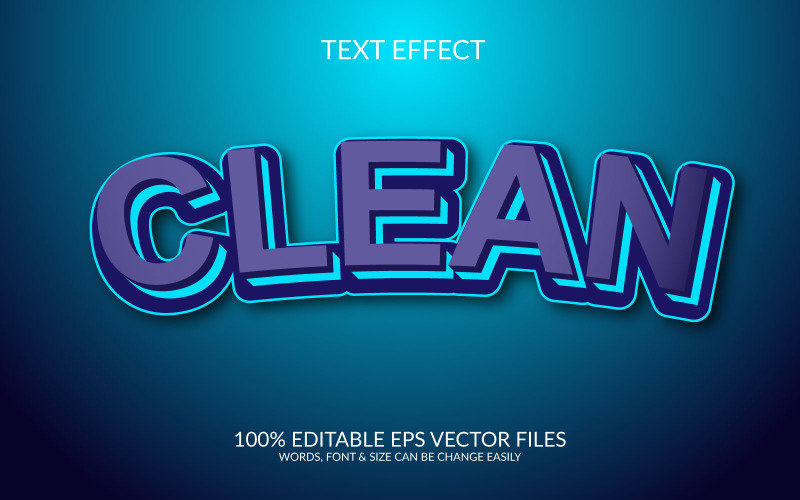 Clean 3D Fully Editable Vector Eps Text Effect Template Illustration
