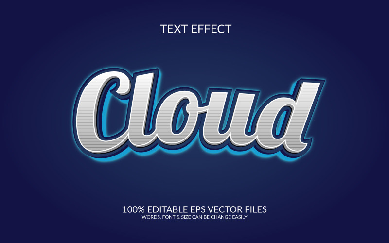 Cloud 3D Editable Vector Eps Text Effect Template Design Illustration