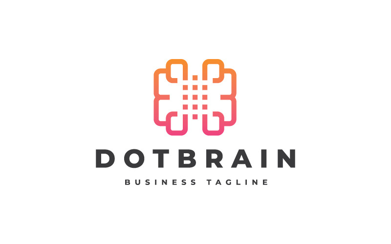 Data Dots Brain Logo Template