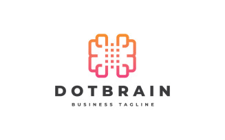 Data Dots Brain Logo Template
