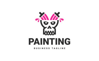 Paint Skull Logo Template