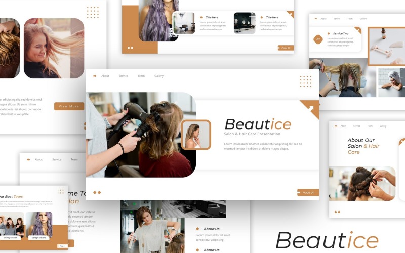 Beautice — Salon & Hair Care Powerpoint Template PowerPoint Template