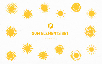 Bright Yellow Sun Elements Set