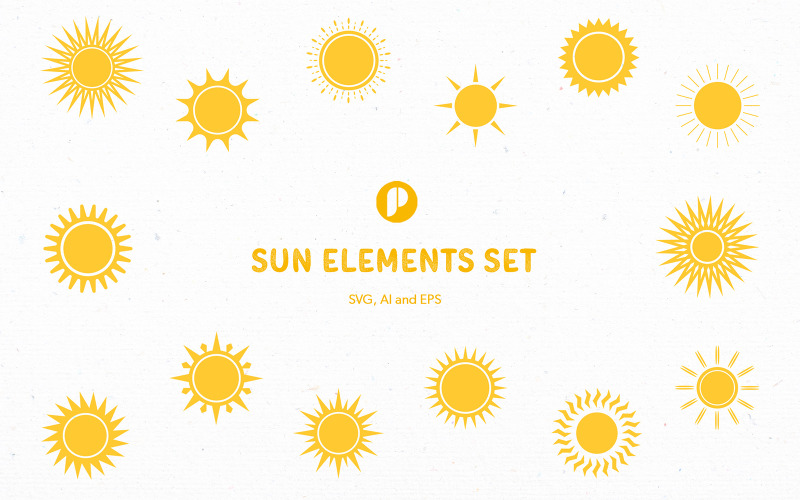 Bright Yellow Sun Elements Set Illustration