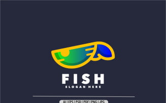 Fish green design logo template