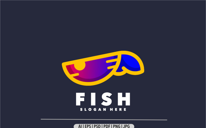 Fish line simple colorful design logo Logo Template