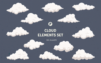 Fluffy Cloud Elements Set