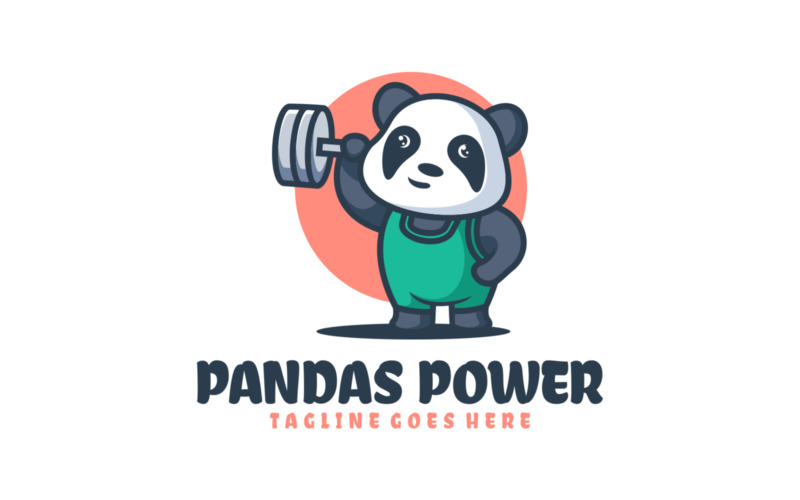 Pandas Power Mascot Cartoon Logo Logo Template