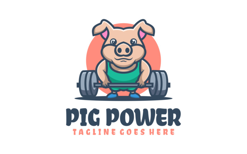 Pig Power Mascot Cartoon Logo Logo Template