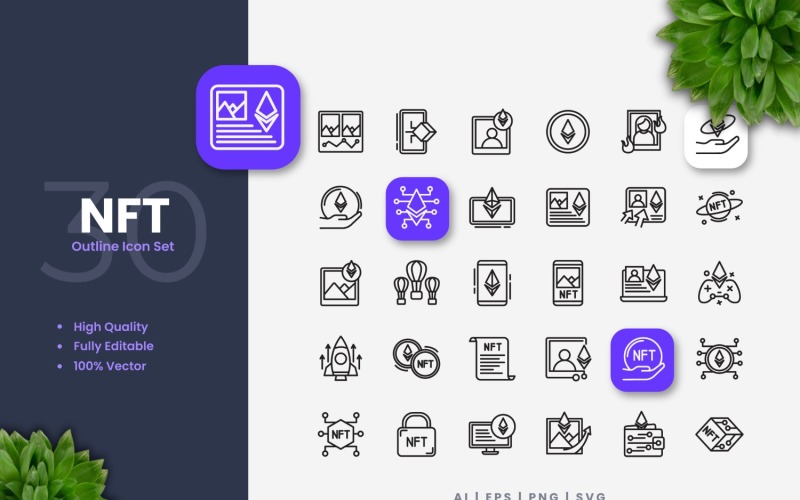 30 Set of Nft Outline Icon Collection Icon Set