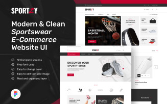 Sportzy – Modern Clean Sportswear E-Commerce Website Design UI Figma Template