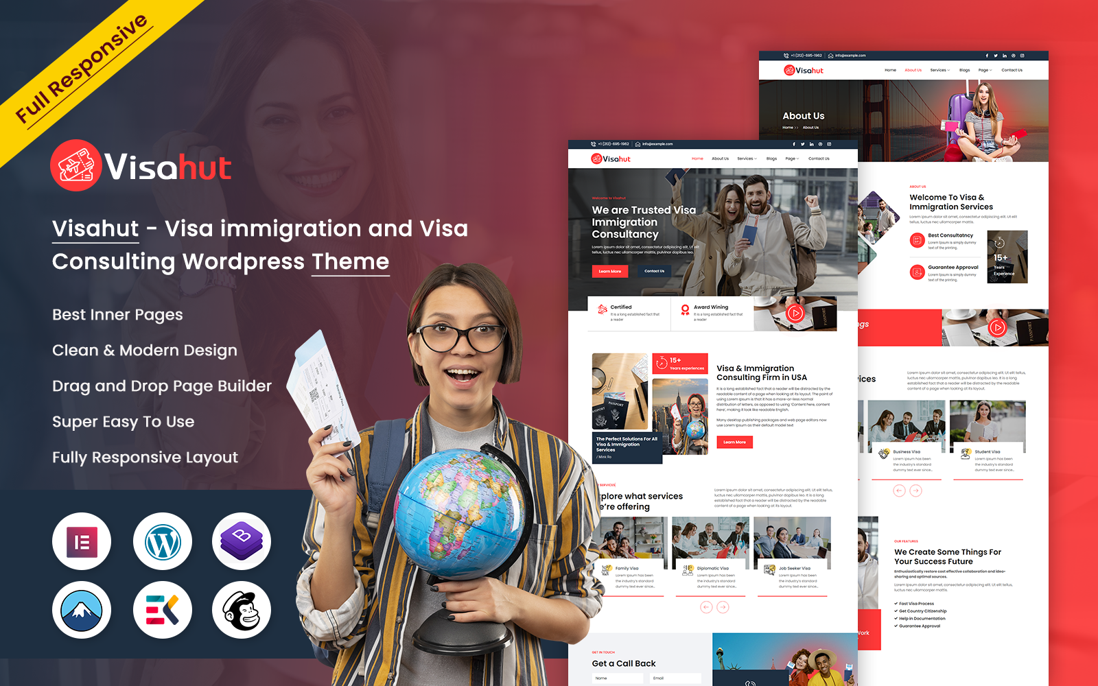 Visahut - Visa immigration and Visa Consulting WordPress Theme