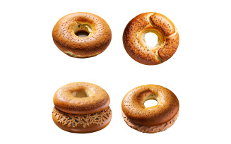 Bagels with sesame seeds isolated on white background. Vector