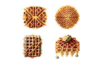 Belgian waffles isolated on a white background. Top view.