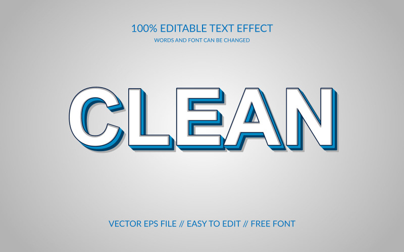 Clean 3D Editable Vector Eps Text Effect Template Illustration