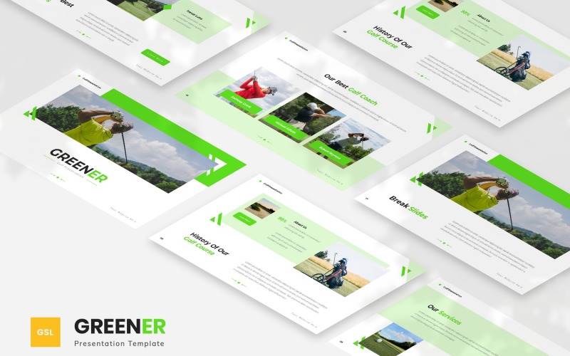 Greener — Golf Google Slides Template