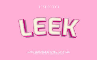 Leek 3D Editable Vector Eps Text Effect Template