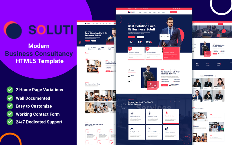 Soluti - Business Consultancy Website HTML5 Template Website Template