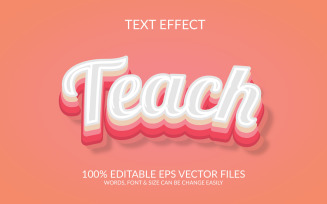 Teach Editable Vector Eps 3D Text Effect Template Design