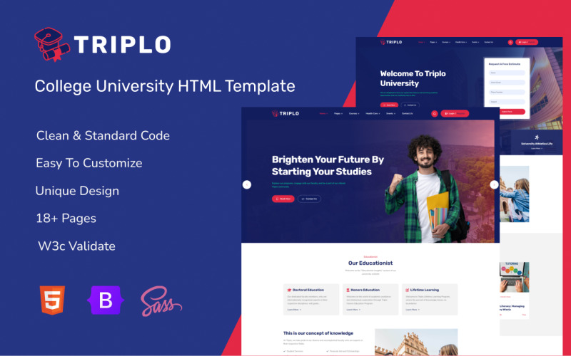 Triplo - College University HTML Template Website Template
