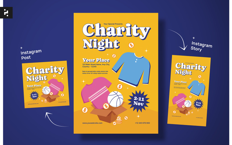 Charity Night Event Flyer Corporate Identity