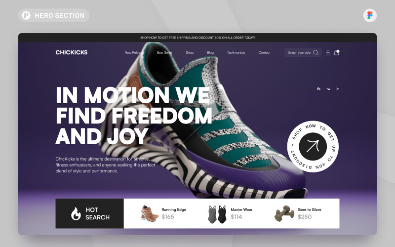 ChicKicks - Shoes E-Commerce Hero Section Figma Template UI Element