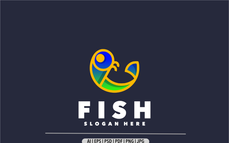 Fish gradient design simple logo Logo Template