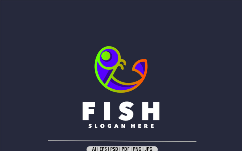 Fish simple colorful gradient logo design Logo Template