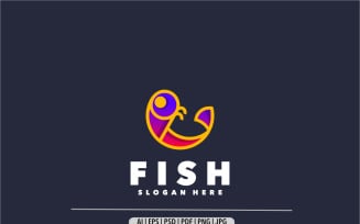 Fish simple line art design logo unique