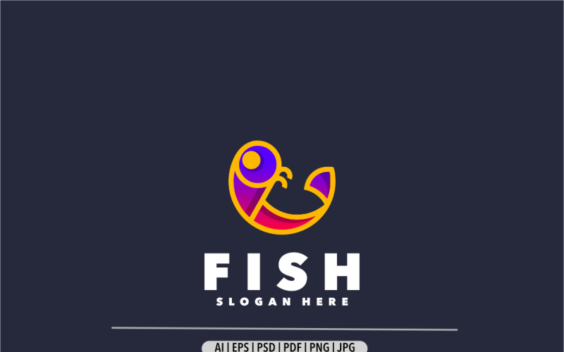 Fish simple line art design logo unique Logo Template