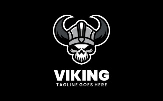 Viking Skull Simple Mascot Logo
