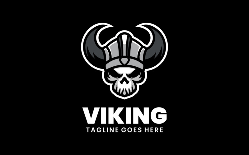 Viking Skull Simple Mascot Logo Logo Template