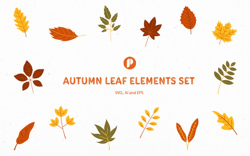 Warm Hand Drawn Autumn Leaf Elements Set Illustration