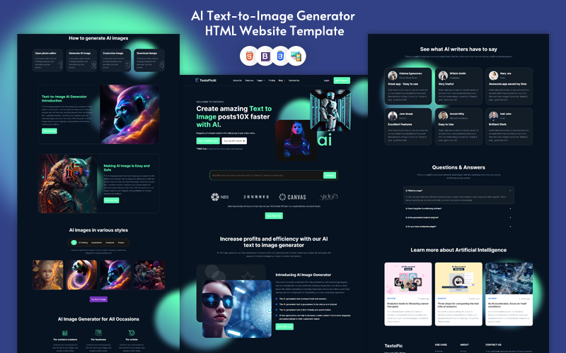 TextoPic - AI Text-to-Image Generator HTML Website Template