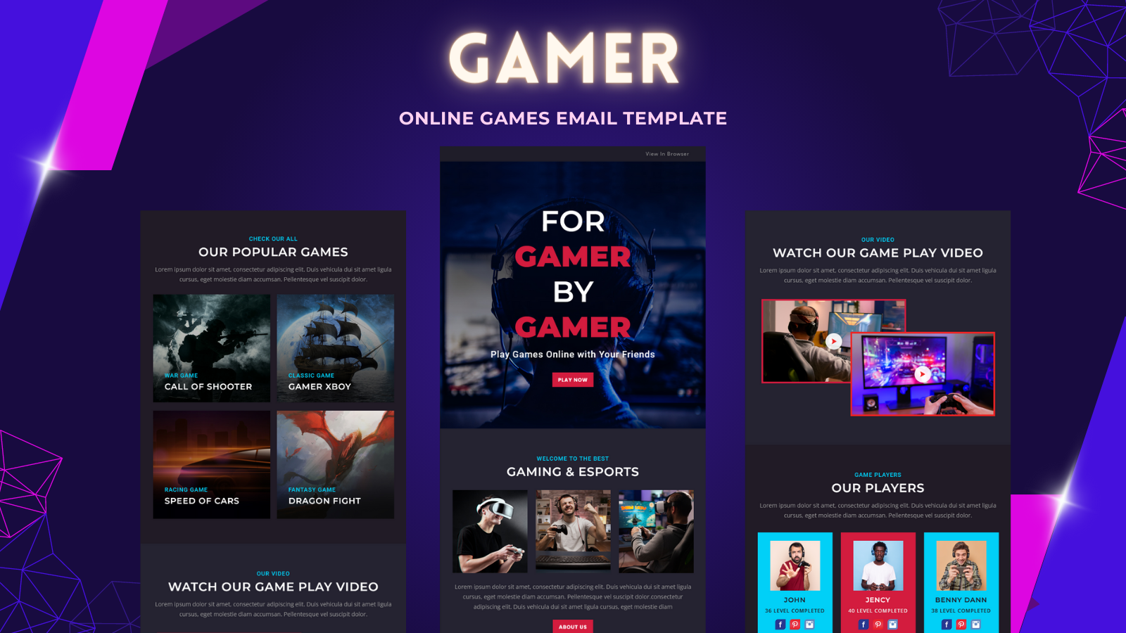 Gamer – Online Games Email Template
