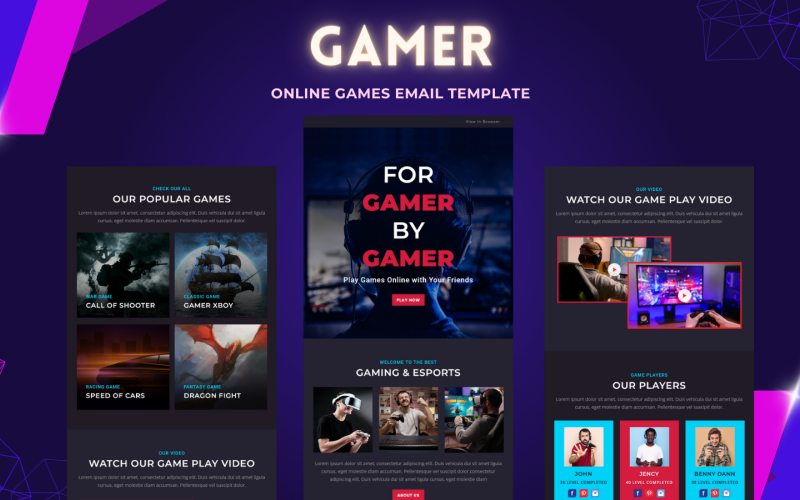 Gamer – Online Games Email Template Newsletter Template