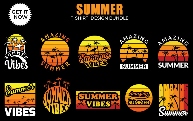 10 creative summer t shirt design bundle T-shirt