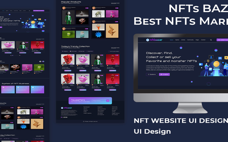 NFTs Landing Page Template in Figma UI Element