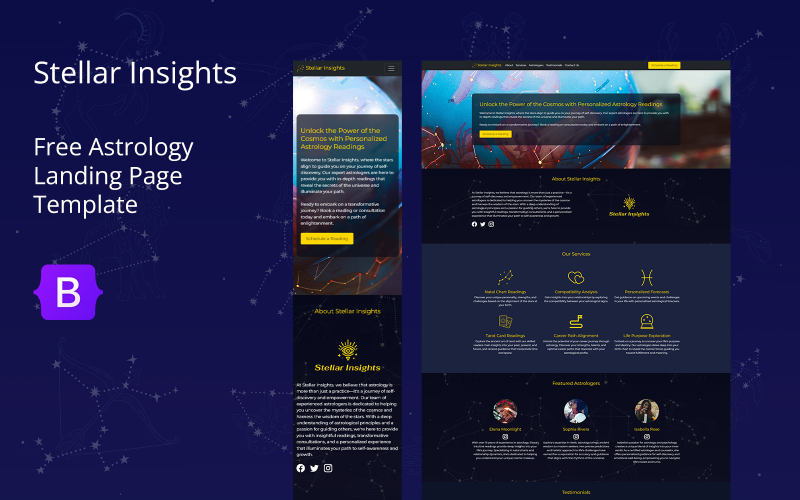 Stellar Insights: Free Astrology Landing Page Template