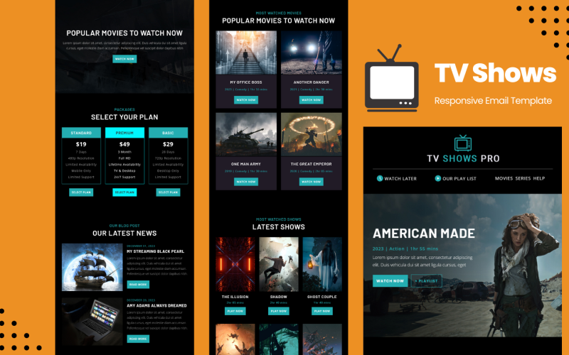 TV Shows – Responsive Email Template Newsletter Template
